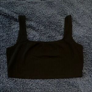 SO Black Sleeveless Fitted Crop Tank Top